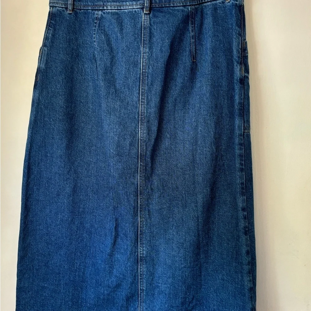 LOFT Denim Button Down Midi A-Line Skirt Size 10 petite NWOT - Picture 3 of 3